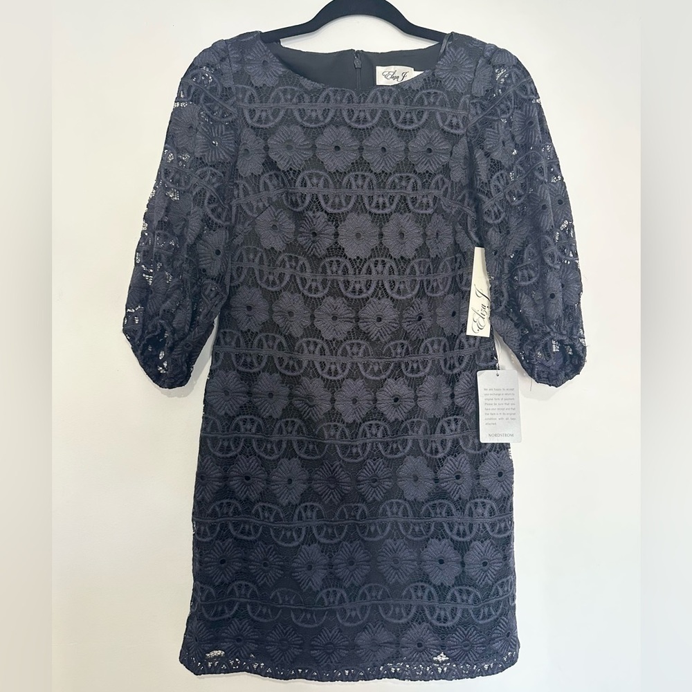 Eliza J NWT blue mini lace dress balloon sleeve size 2P date night formal